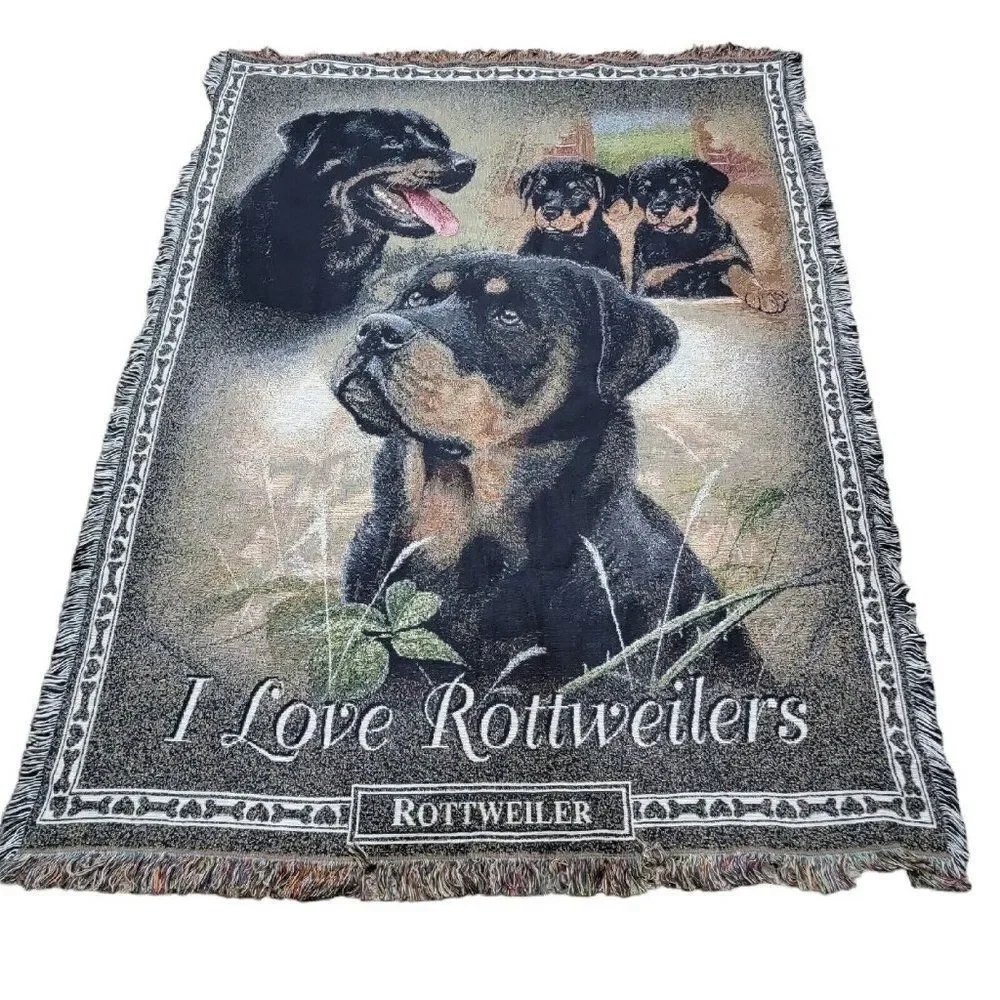I Love Rottweilers Dog Large Blanket Throw Size 52x72